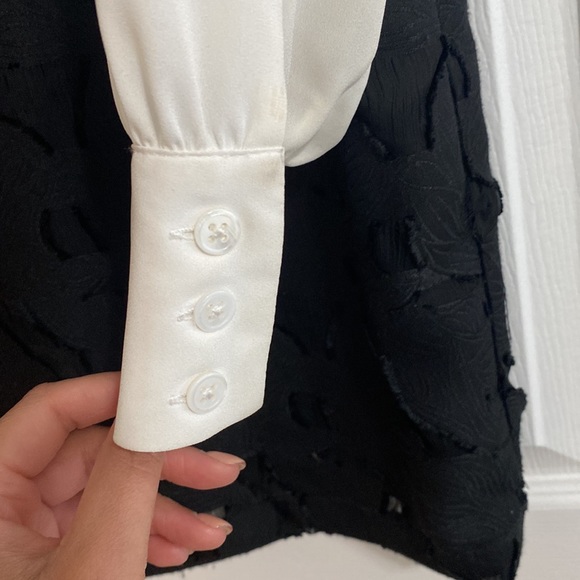 BCBG black dress with white sheer flowy sleeves - Picture 4 of 5